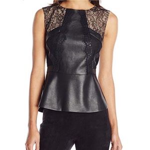 Bcbs leather lace peplum top